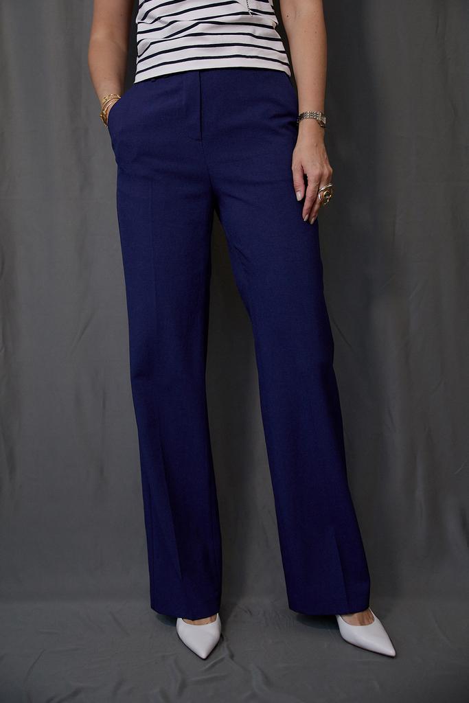 Брюки прямые синие  тонкие