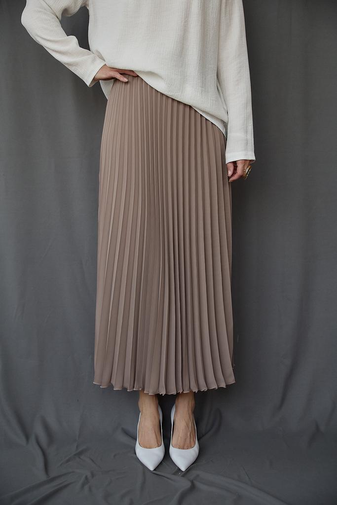 Юбка плиссе   кофейная