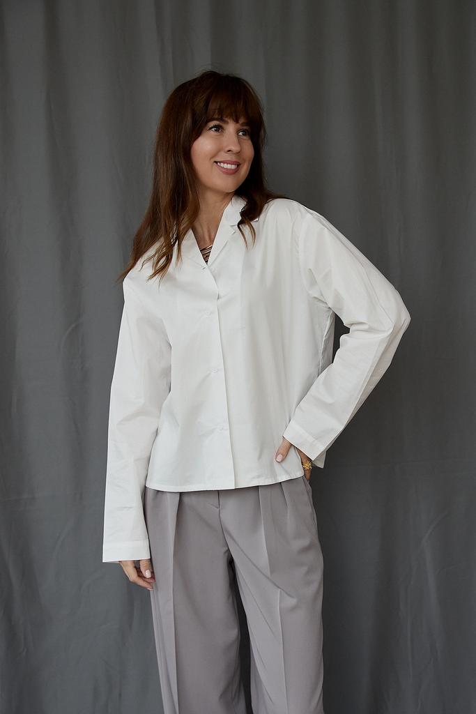 Рубашка с отложным воротником молочная