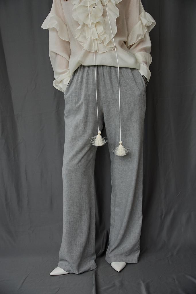 Брюки серые на резинке с кулисой  из хлопка