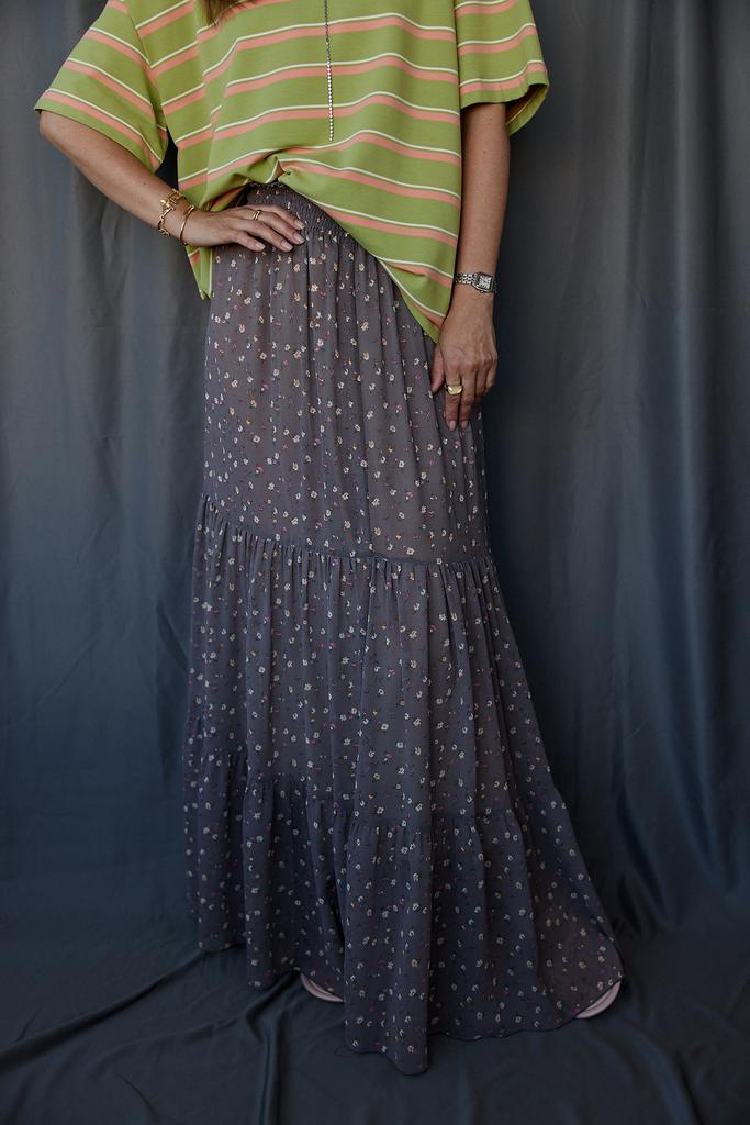 Юбка макси из шифона брусничная