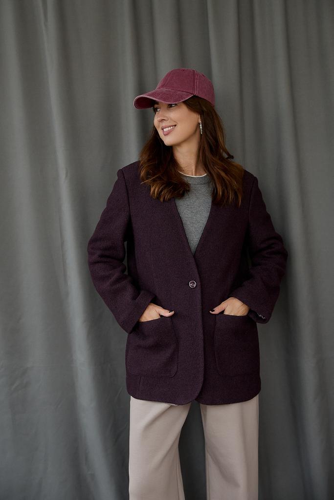 Жакет  шерстяной  баклажан букле