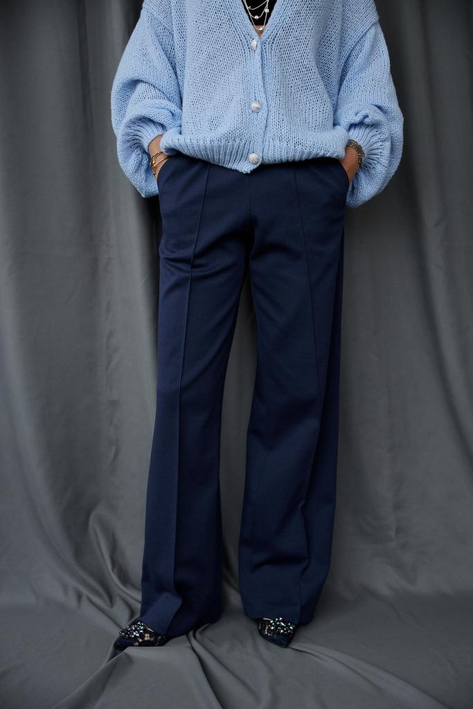 Брюки   трикотажные синие на резинке