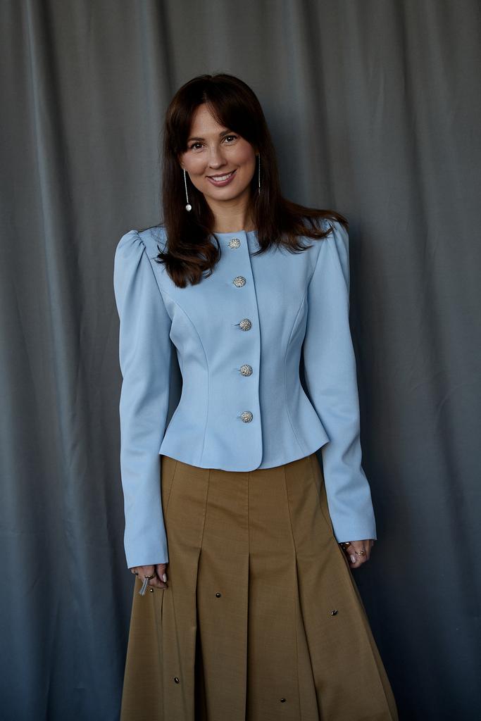 Жакет  голубой фигурный