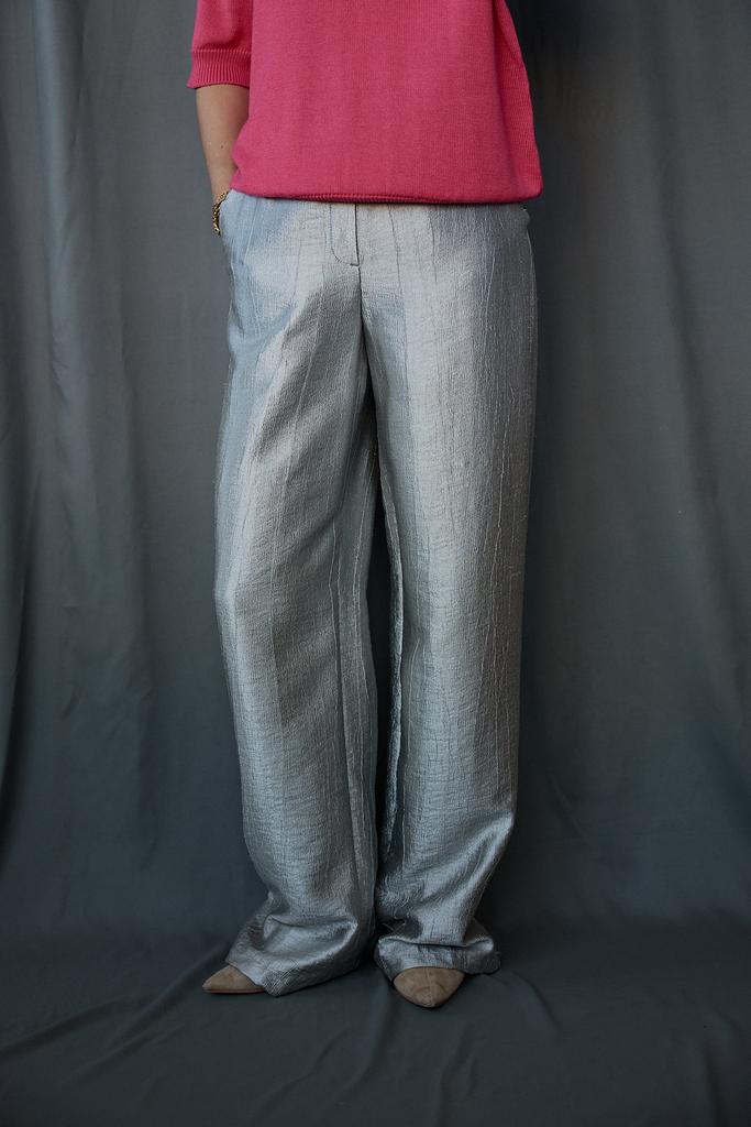 Брюки серебристые из вискозы