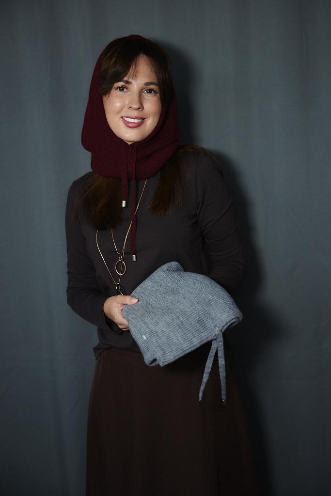 Вязаный капюшон двойной  из шерсти