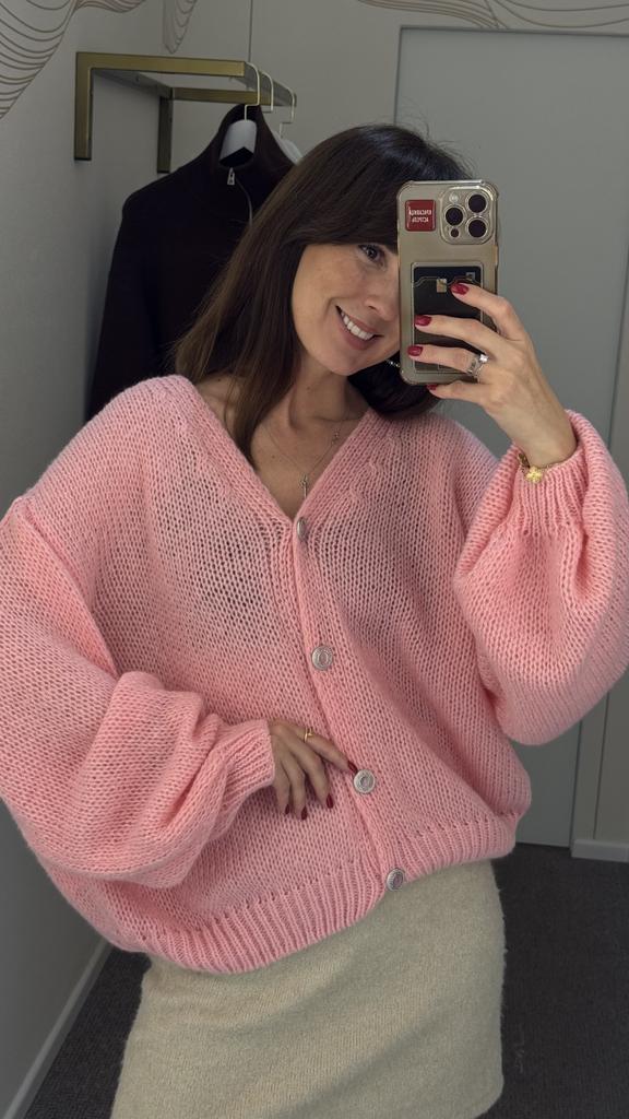Кардиган из мохера и кашемира розовый
