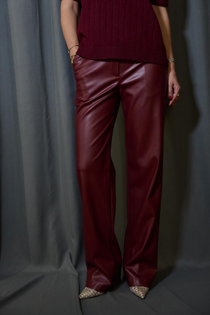 Брюки бордовые из экокожи