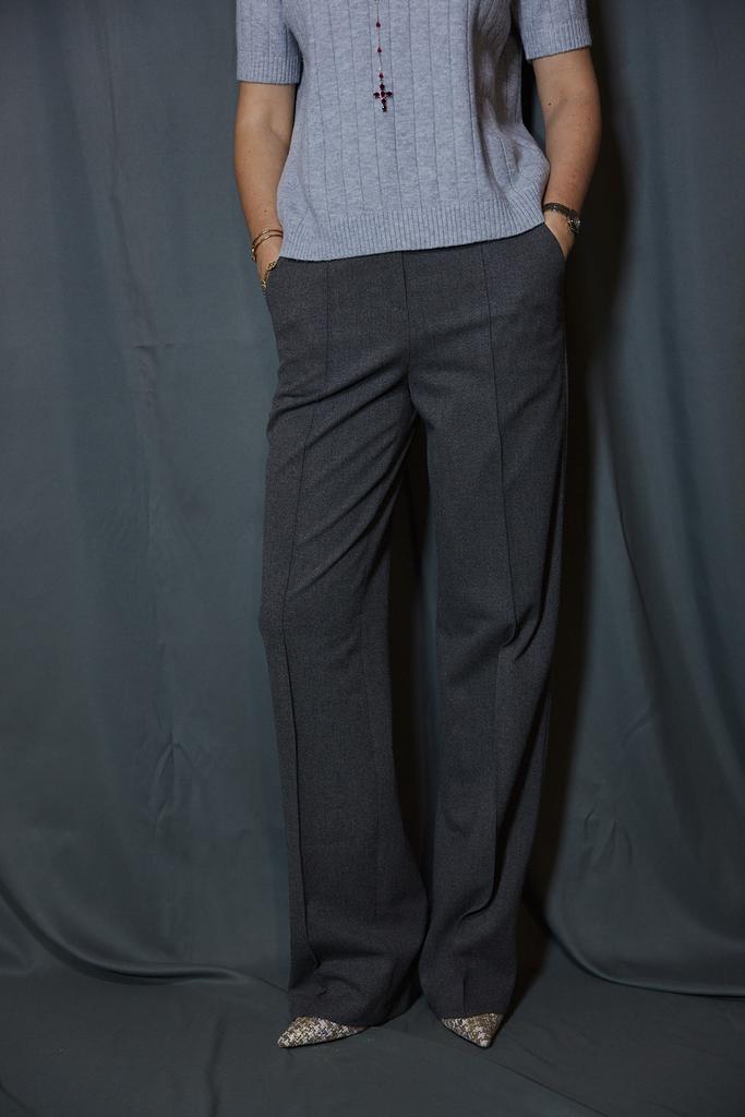 Брюки серые умеренные палаццо со стрелками