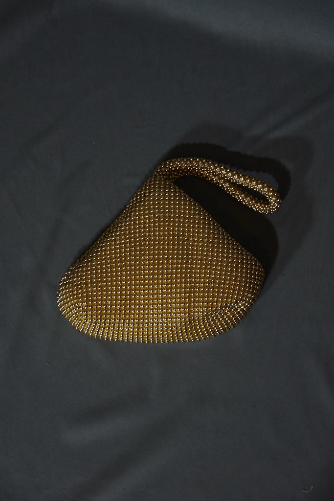 Сумка нарядная вечерняя золотистая с бисером