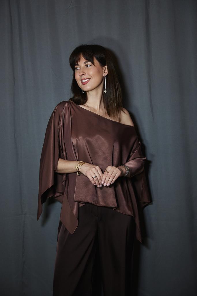 Топ-кейп из вискозы  коричневый