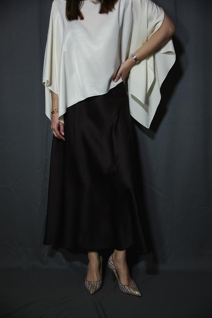 Юбка миди из шелка в  цвете шоколад