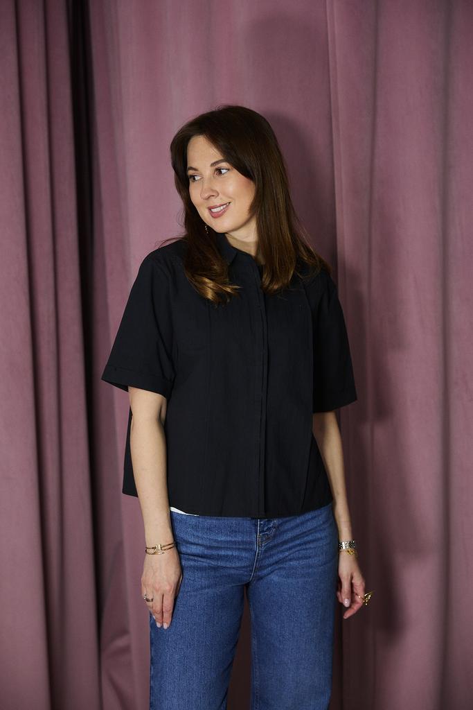 Рубашка из хлопка (плащевая ткань) черная