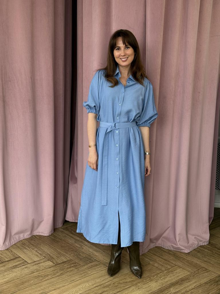 Платье-рубашка в джинсовом  цвете