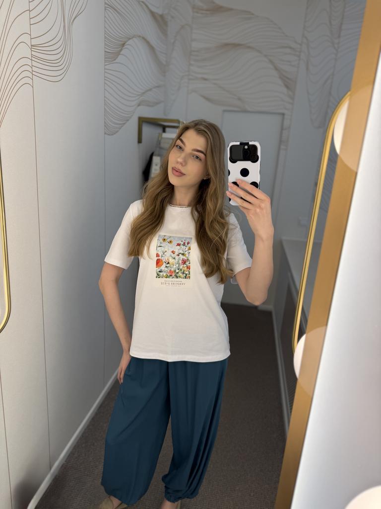 Футболка из хлопка белая с принтом