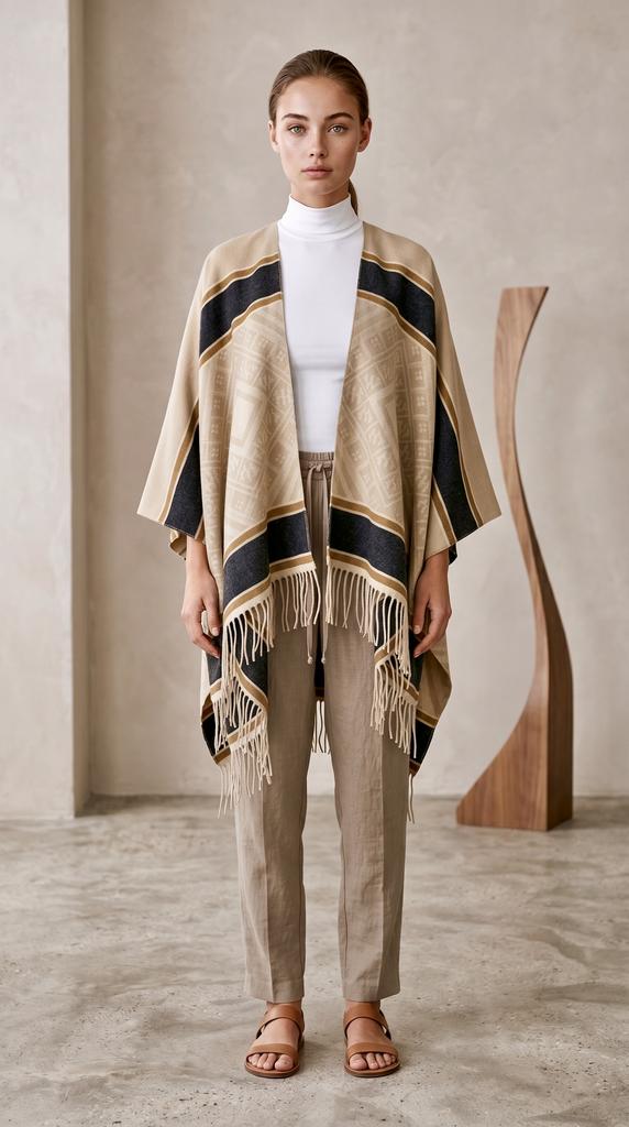 Пончо  из кашемира бежевого цвета