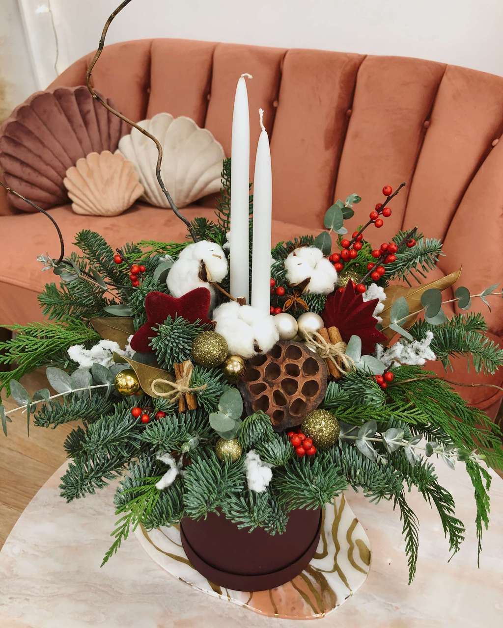 рождественская композиция со свечами