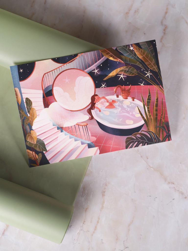 Открытка «Принимая волшебные ванны»