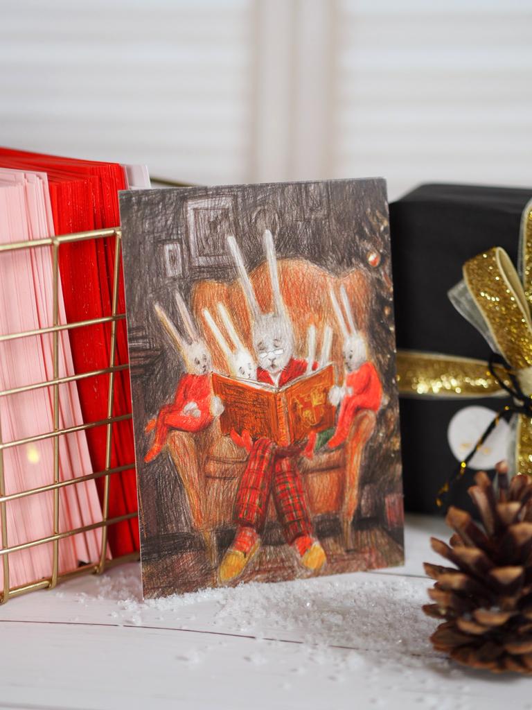 Открытка с кроликами