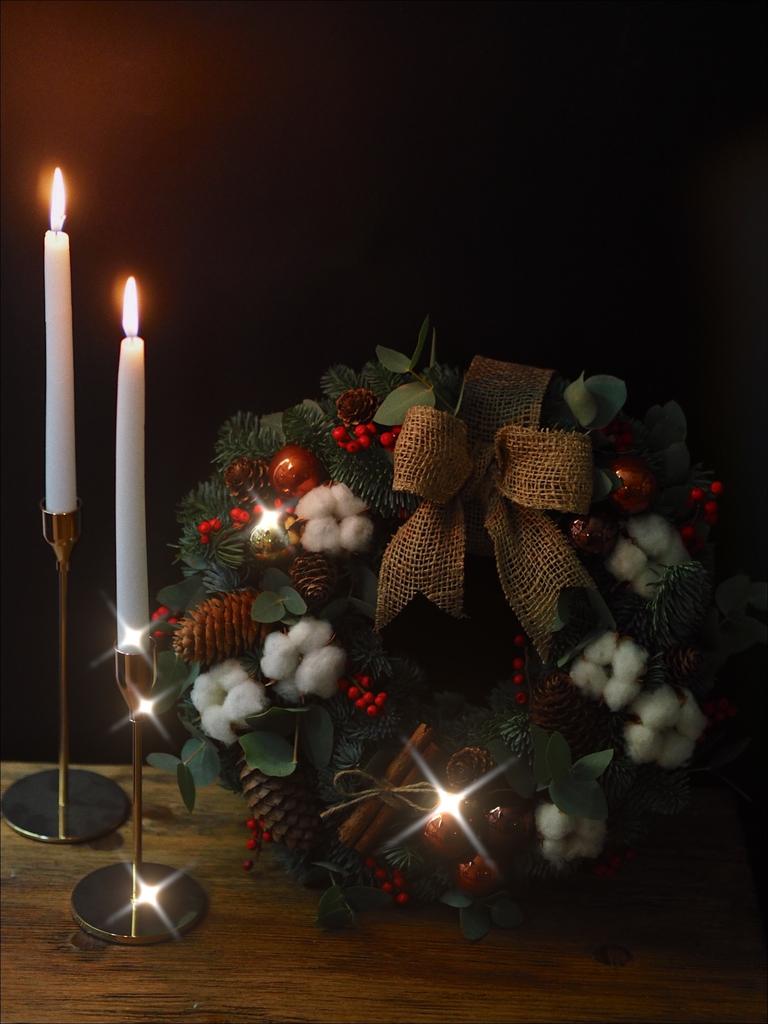 рождественский венок на заказ с хлопком и эвкалиптом