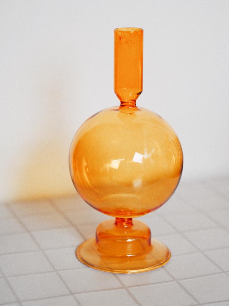 Стеклянный подсвечник оранжевый