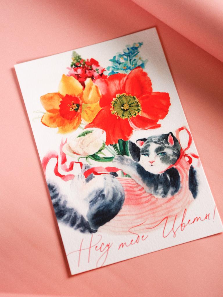 открытка дизайнерская с котиком
