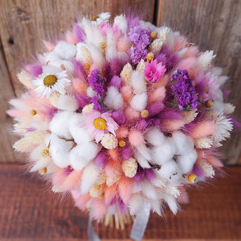 Букет из сухоцветов и хлопка