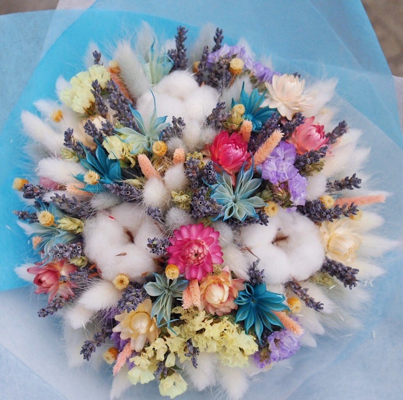 букет из сухоцветов с хлопком