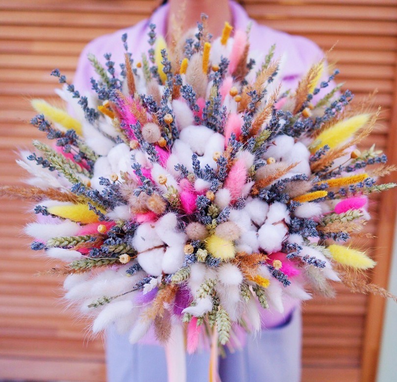 букет из сухоцветов с хлопком