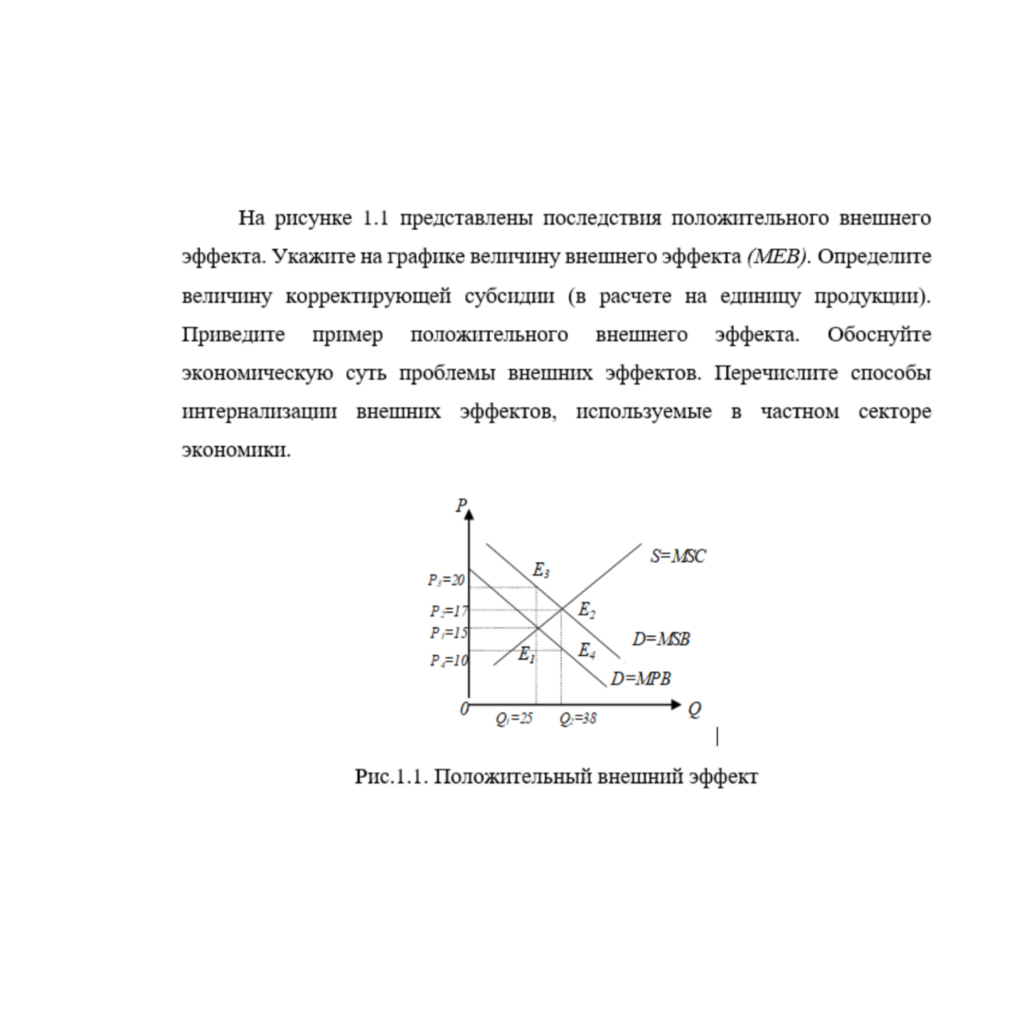 На рисунке 1.1 представлены последствия положительного внешнего эффекта.