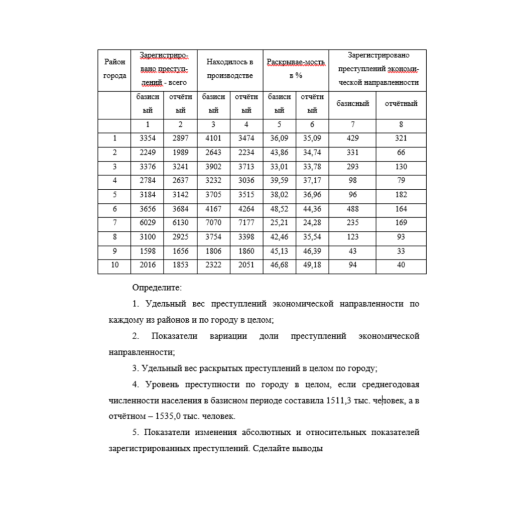 Правовая статистика Задача 7