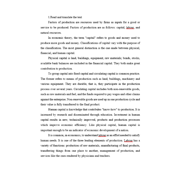 Module 1 capital & labour