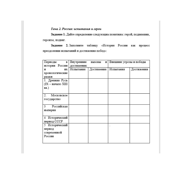 Основы российской государственности задание 1