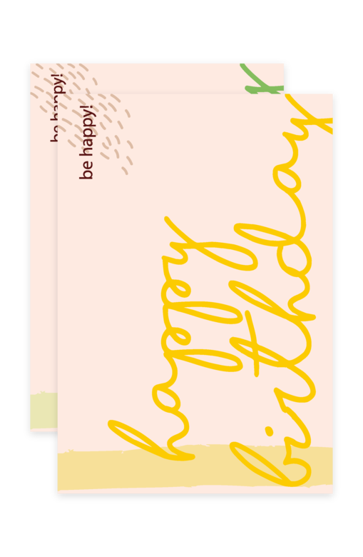 Открытка "Happy Birthday / Line yellow"