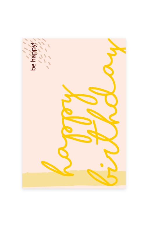 Открытка "Happy Birthday / Line yellow"