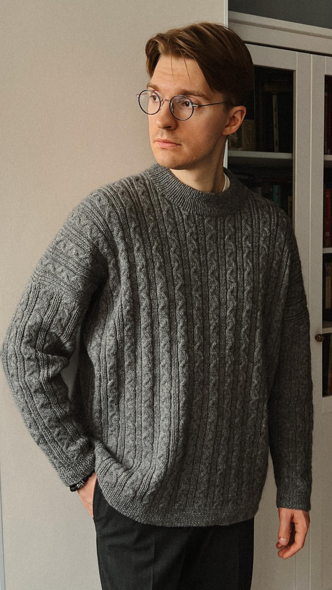 Краткая инструкция. Мужской свитер #barbaris_ sweater_iiaks. Размеры: 42-44, 46-48, 50-52, 54-56