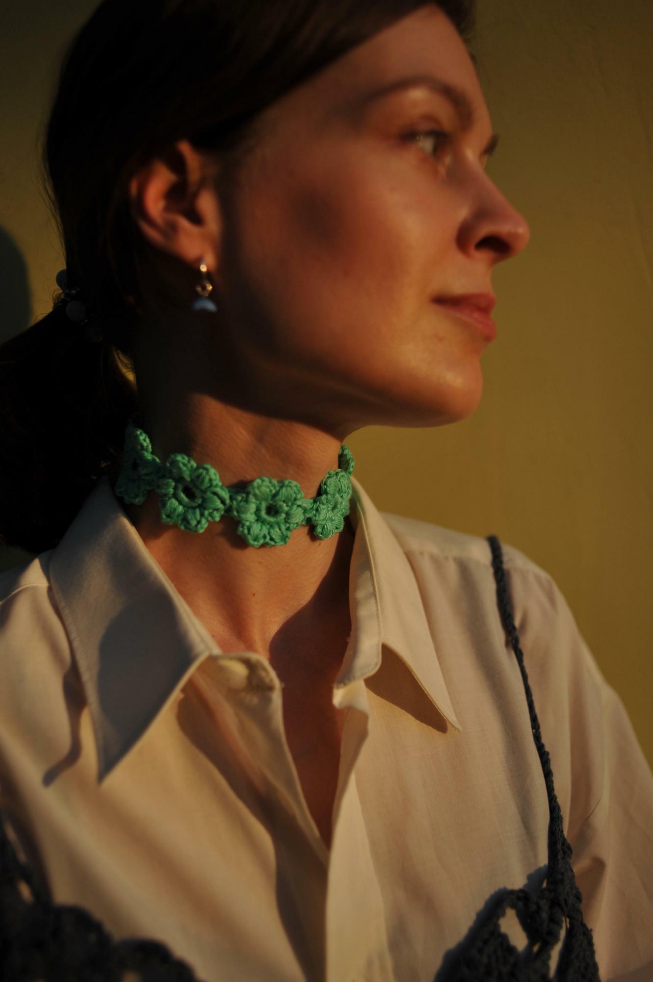 Flower belt/necklace - green