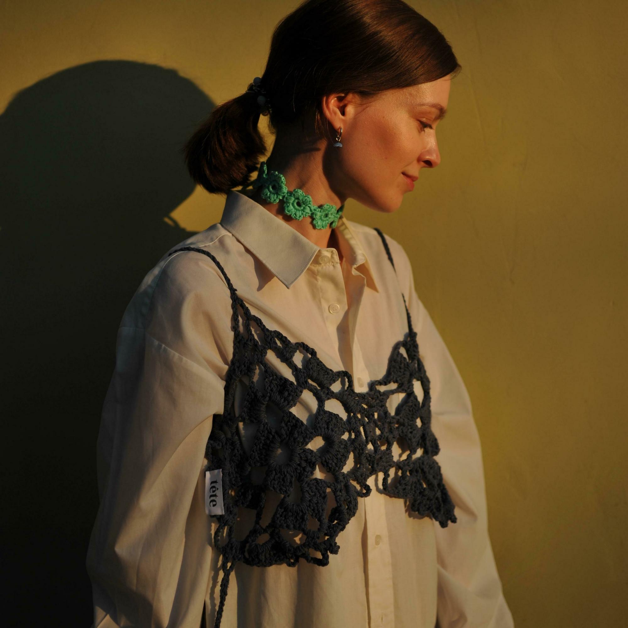 Топ-корсет темно-синий