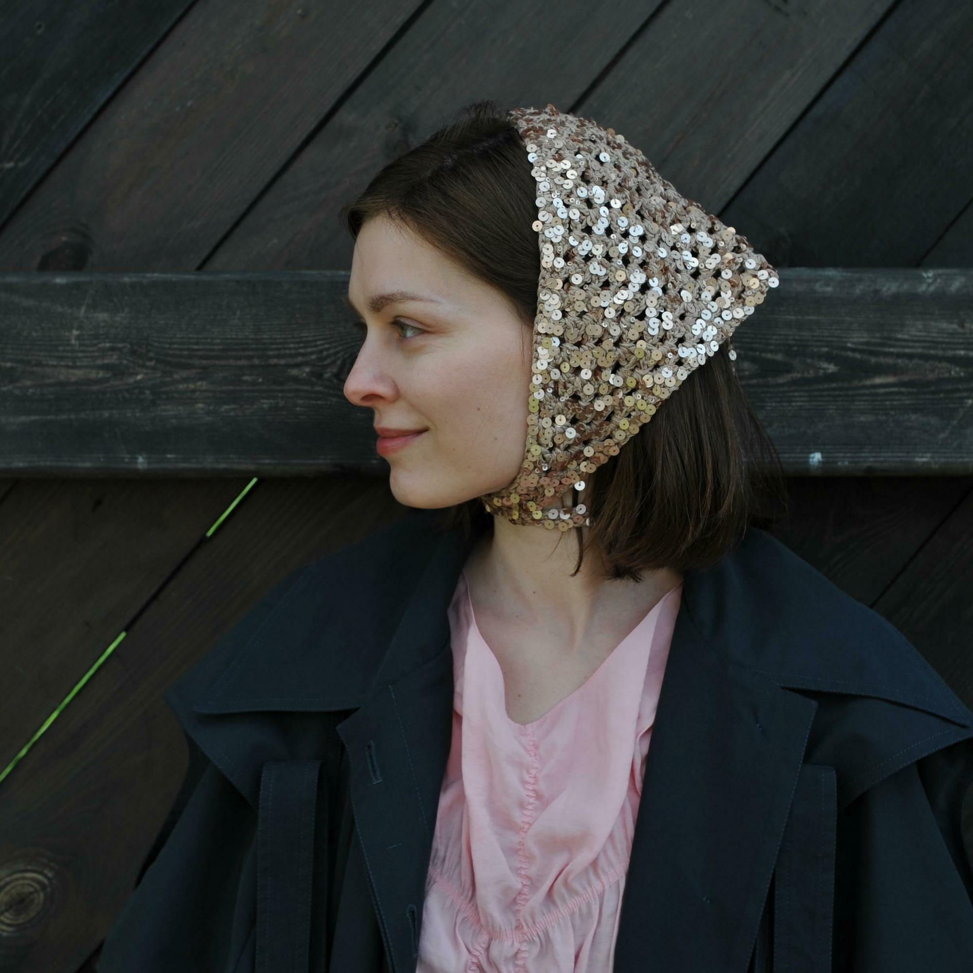 Косынка с пайетками медная (хлопок)