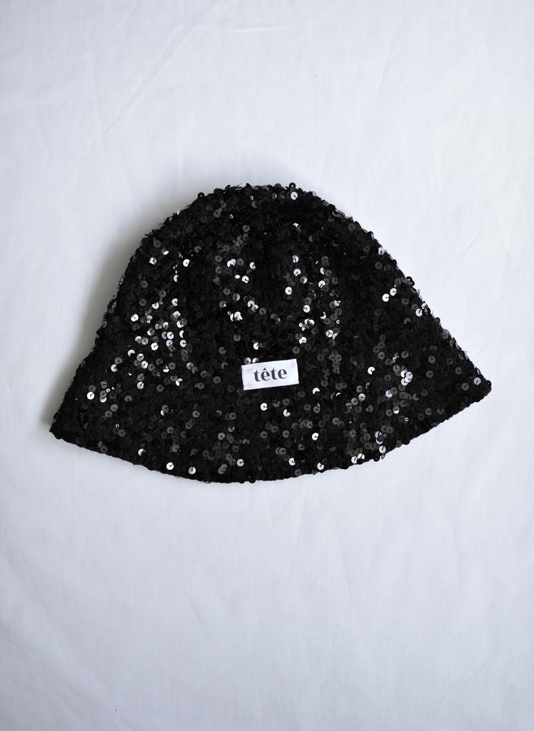 Панама с пайетками черная (хлопок)