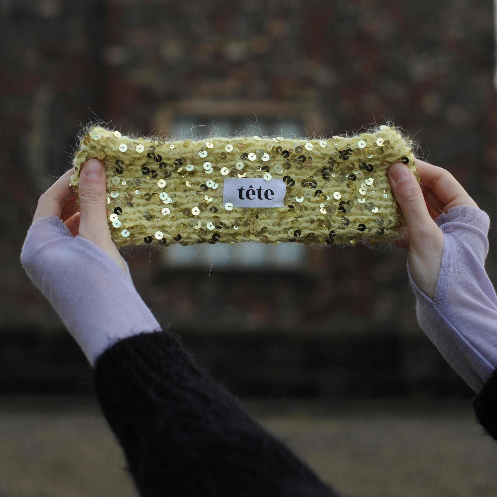 Butter yellow sequin headband