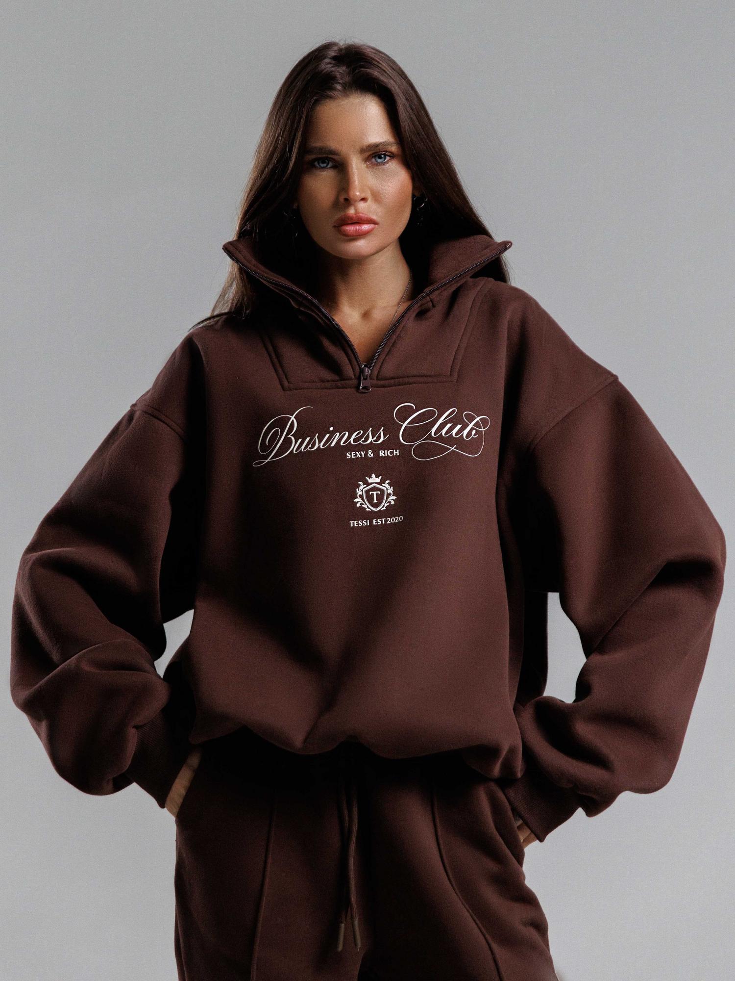 Свитшот коричневый с начесом на вб!