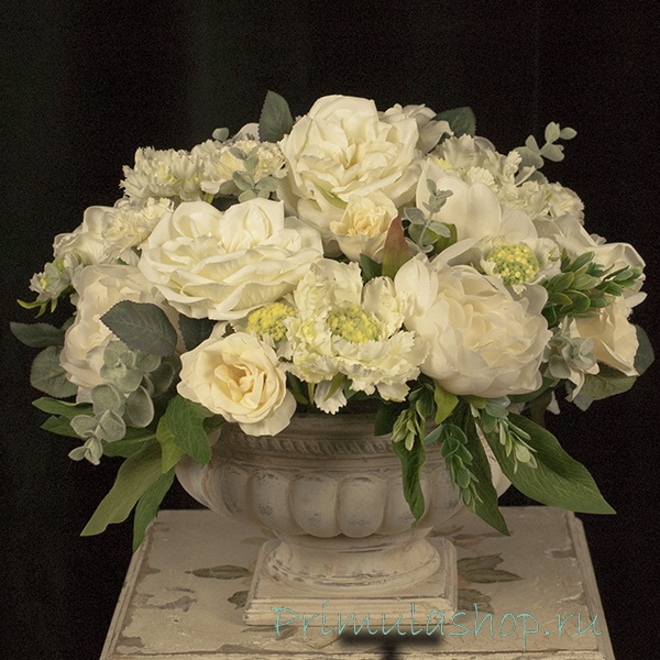 КУПИТЬ КОМПОЗИЦИЮ ИЗ ИСКУССТВЕННЫХ ЦВЕТОВ В БЕЛОЙ ГАММЕ ДЛЯ ИНТЕРЬЕРА