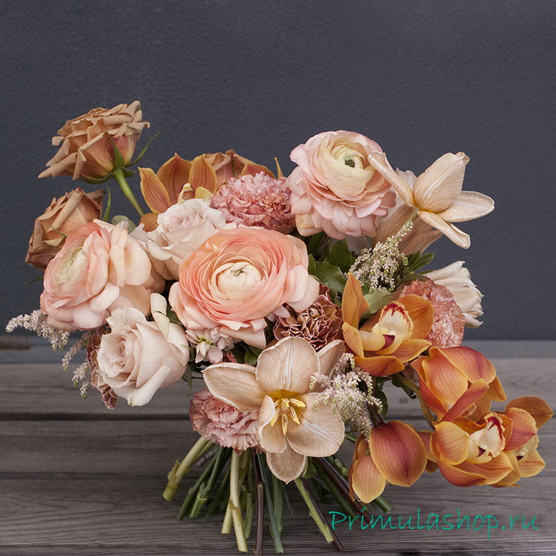 БУКЕТ НЕВЕСТЫ  В ПЕСОЧНО-КОРИЧНЕВОЙ ГАММЕ