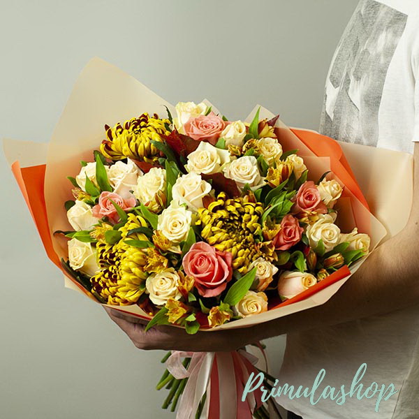 МИКС БУКЕТ С ХРИЗАНТЕМОЙ