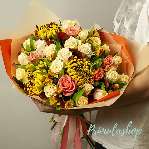МИКС БУКЕТ С ХРИЗАНТЕМОЙ