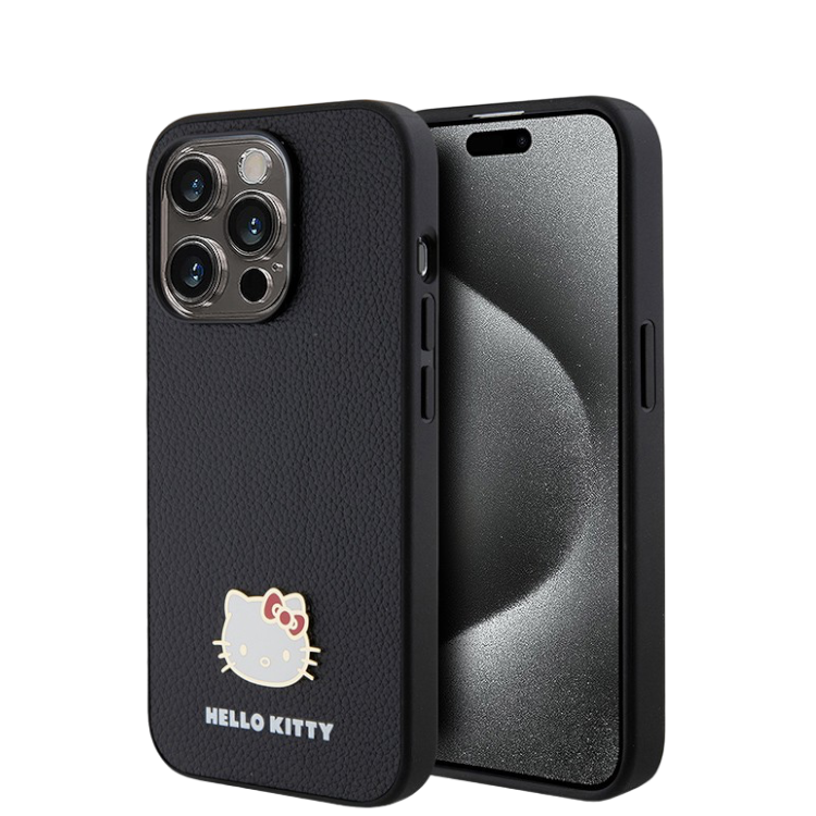 Чехол Hello Kitty PU Grained leather Metal Kitty Head Hard Black