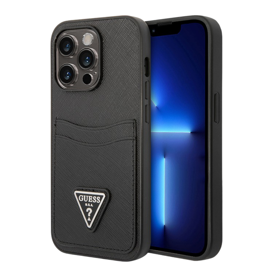Чехол для iPhone Guess PU Saffiano Double cardslot, черный