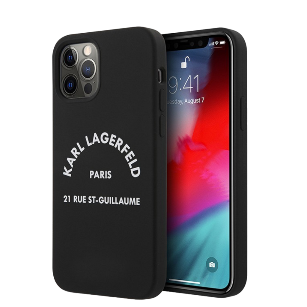 Чехол для iPhone Karl Lagerfeld Liquid silicone RSG logo Hard, черный