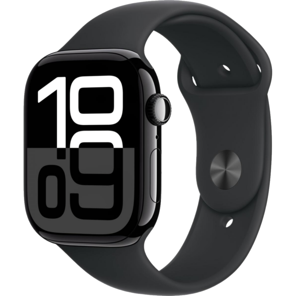 Apple Watch Series 10 Jet Black Aluminum Case with Sport Band - Black